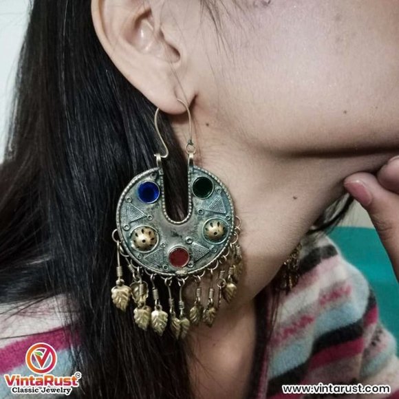 Afghan Kuchi Handmade Earring,Tribal Hoop Earrings, Ethnic Jewelry,Gift ForHer - Picture 4 of 11